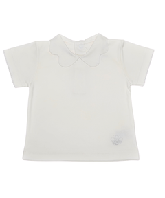Camiseta Menina Gola Nuvem Branca- Manga curta - 100% Algodão Pima