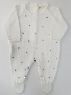 Macacão Bebê Tricot Dots Verde Tiffany- Unissex - comprar online