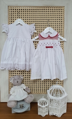 Vestido Infantil Manoela - Casinha de Abelha - Branco com Vermelho na internet