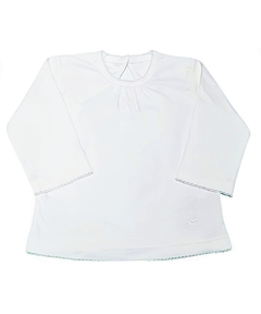 Camiseta Menina e Bebê- Algodão Pima - Manga Longa- Essencial Branca