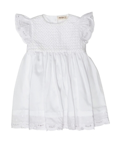 Vestido Infantil Angel - Bordado Rechilieu - Casinha de abelha Branco