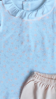 Pijama Curto - 100% Pima - Floral Pêssego na internet