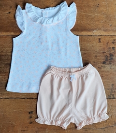 Pijama Curto - 100% Pima - Floral Pêssego - Little Bloom - Roupas e Pijamas para Bebês e Crianças