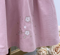Vestido Infantil Amor Perfeito - Veludo Bordado - 100% Algodão - Rosê - comprar online