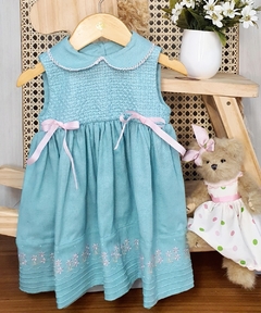 Vestido Infantil - Daisy - Linho Menta - comprar online