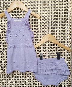 Cj. Vestido Bebê + Tapa Fralda - Tricot Lavanda - comprar online