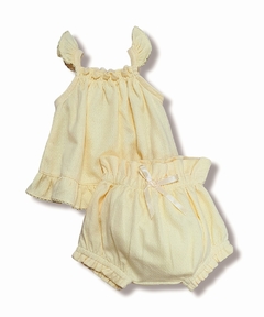Cj. Bebê Short e Batinha - 100% Pima - Amarelo texturizado Jacquard