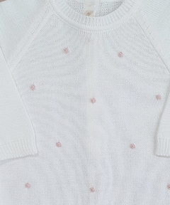 Macacão Bebê Tricot Dots- Rosa - comprar online