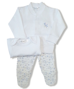 Cj. Bebê Floral Azul- Fio Egípcio - 03 peças - comprar online