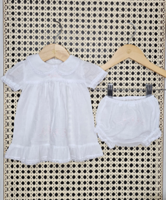Batinha Bebê Cambraia - Bordado Manual Rosa- 100% Algodão- 02 peças - Little Bloom - Roupas e Pijamas para Bebês e Crianças