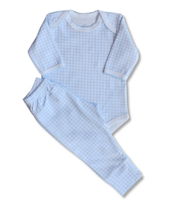 Kit Maternidade Bebê Vichy Azul- 100% Pima - 06 peças - comprar online