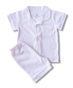 Pijama Clássico Curto Infantil - Algodão Pima - Vichy Rosa