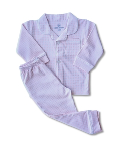 Pijama Clássico Infantil - Algodão Pima - Vichy Rosa