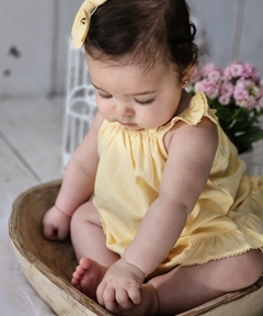 Cj. Bebê Short e Batinha - 100% Pima - Amarelo texturizado Jacquard - comprar online