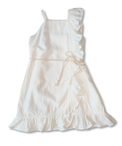 Vestido Infantil Vintage Babados - Poá Off White