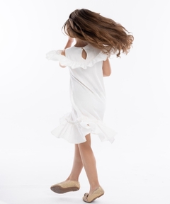Vestido Infantil Gipsy Babados - Poá Off White - comprar online