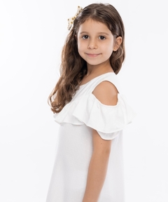 Vestido Infantil Gipsy Babados - Poá Off White na internet