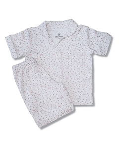 Pijama Clássico Curto Infantil - Algodão Pima - Flor e Laço