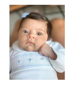 Kit Saída Maternidade - Casinha de Abelha - Branco Flores Azuis- 100% Pima - comprar online