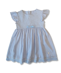 Vestido Infantil Milena - Azul - Barrado Bordado