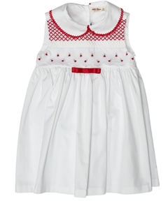 Vestido Infantil Manoela - Casinha de Abelha - Branco com Vermelho