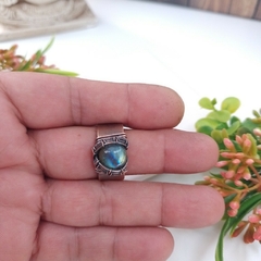 Anillo Cobre Viejo con Labradorita Azul (Ajustable)