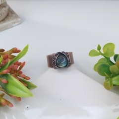 Anillo Cobre Viejo con Labradorita Azul (Ajustable) - comprar online