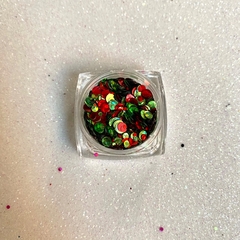 Glitter Flocado Grande Mix - Verde/Vermelho