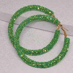 Argola Glitter Strass Carnaval - Verde 6 cm - comprar online