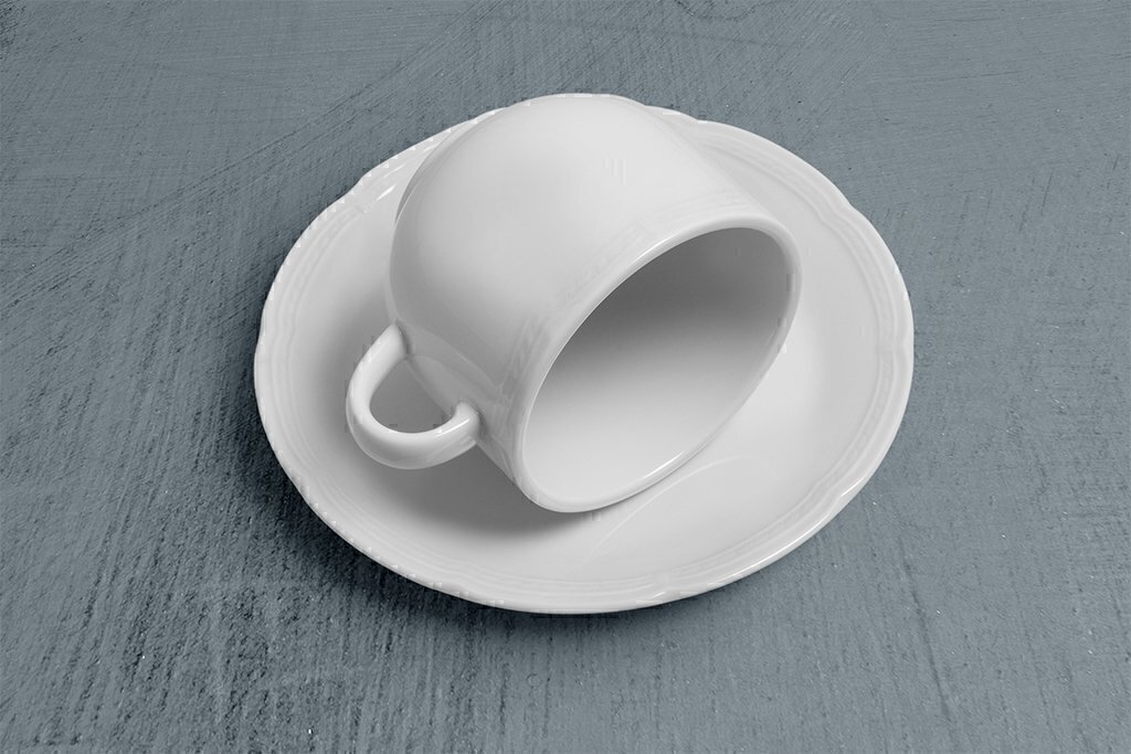 Taza desayuno con plato de porcelana reforzada color blanco 230 cc  colección X-Tanbul — Equip Vic