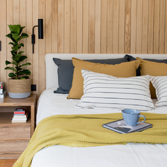 Dormitorio x6 para cama de 1.80 o 1.60 -Almohadones de tusor (2 lisos 60x80cm - 2 Lisos 50x70cm - 2 Rayados o lisos 40x60cm) - comprar online