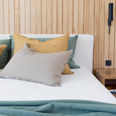 Imagen de Dormitorio x6 para cama de 1.80 o 1.60 -Almohadones de tusor (2 lisos 60x80cm - 2 Lisos 50x70cm - 2 Rayados o lisos 40x60cm)