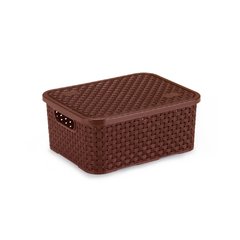 Caixa Organizador Rattan Pequeno Com Tampa Marrom cod. 062/mr