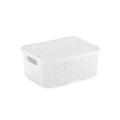 Caixa Organizador Rattan PP Com Tampa Branco cod. 065/br