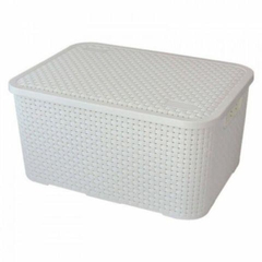 Caixa Organizador Rattan Médio Com Tampa Branco cod. 068/B - comprar online