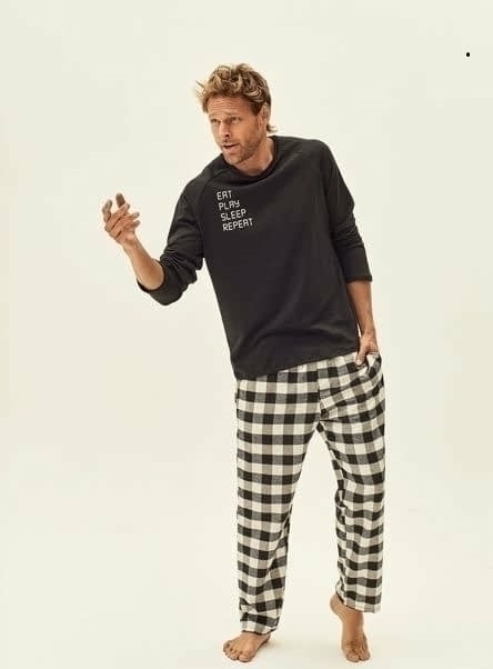 XY 8047 Pijama a cuadros dos piezas de jersey con estampa viyela 8047XY