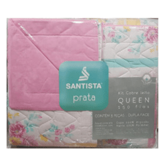 Cubrecama Matelaseado 100% Algodon Prata Queen Con Fundas