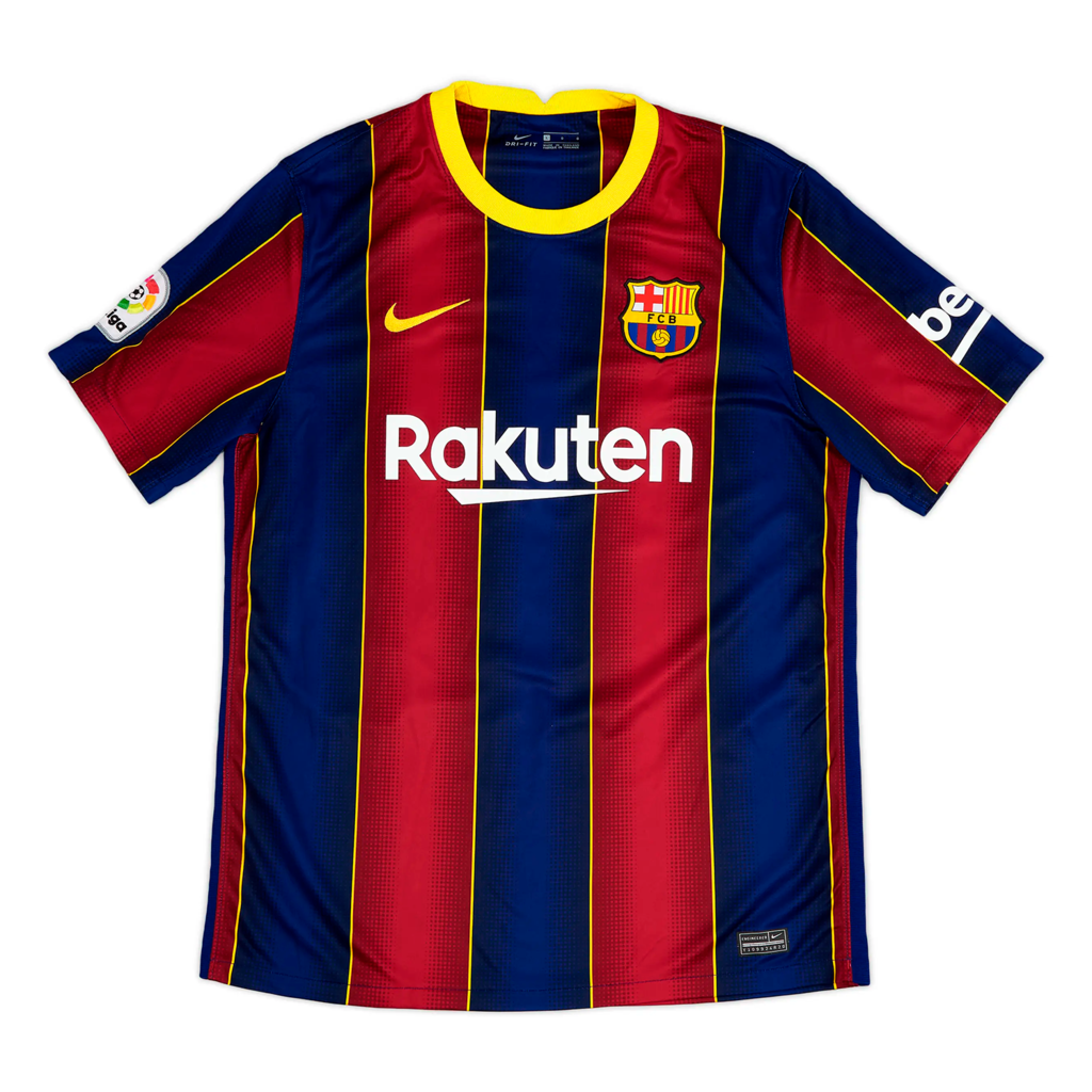 Camisa de Futebol Barcelona 2020 2021 Messi Nike Para Fanaticos