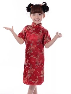 Vestido Infantil Com Estampa De Dragão E Fênix Hhm - Vermelho - comprar online