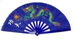 Leque Oriental Azul Dragão 2 Dança Kung Fu *