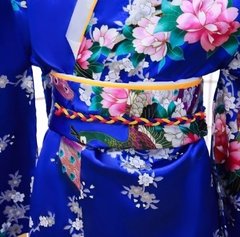 Yukata Feminina adulto Azul Com Estampa De Pavão - Tam Único - loja online