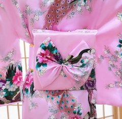 Yukata Feminino Rosa com Estampa de Pavão - Tam Único * - Kimonos Liberdade