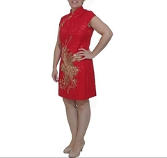 Vestido Curto Com Estampa De Pavão - Vermelho * - loja online