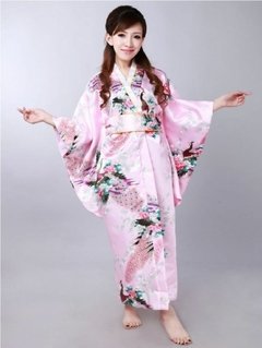 Yukata Feminino Rosa com Estampa de Pavão - Tam Único * - comprar online