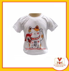 Camiseta Oriental Com Estampa Gato Da Sorte - Infantil