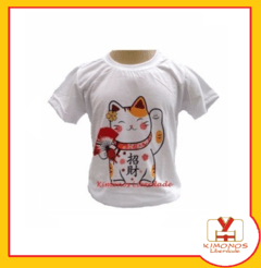 Camiseta Oriental Com Estampa Gato Da Sorte