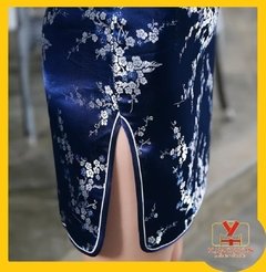 Vestido Curto Com Estampa Flor De Cerejeira - Azul Royal - loja online