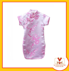 Vestido Infantil Com Estampa De Flor De Cerejeira - Rosa - Kimonos Liberdade