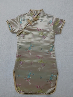 Vestido Infantil Estampa flor de Cerejeira Dourado - comprar online