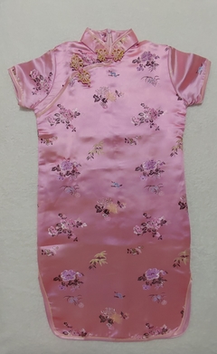 Vestido Infantil Cetim flor Fortuna Rosa Claro - comprar online